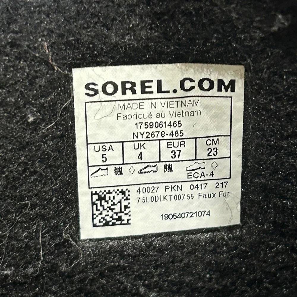 Sorel Winter Snow Boots Kids 5 Blue Pink‎ Waterproof Faux Fur Geometric